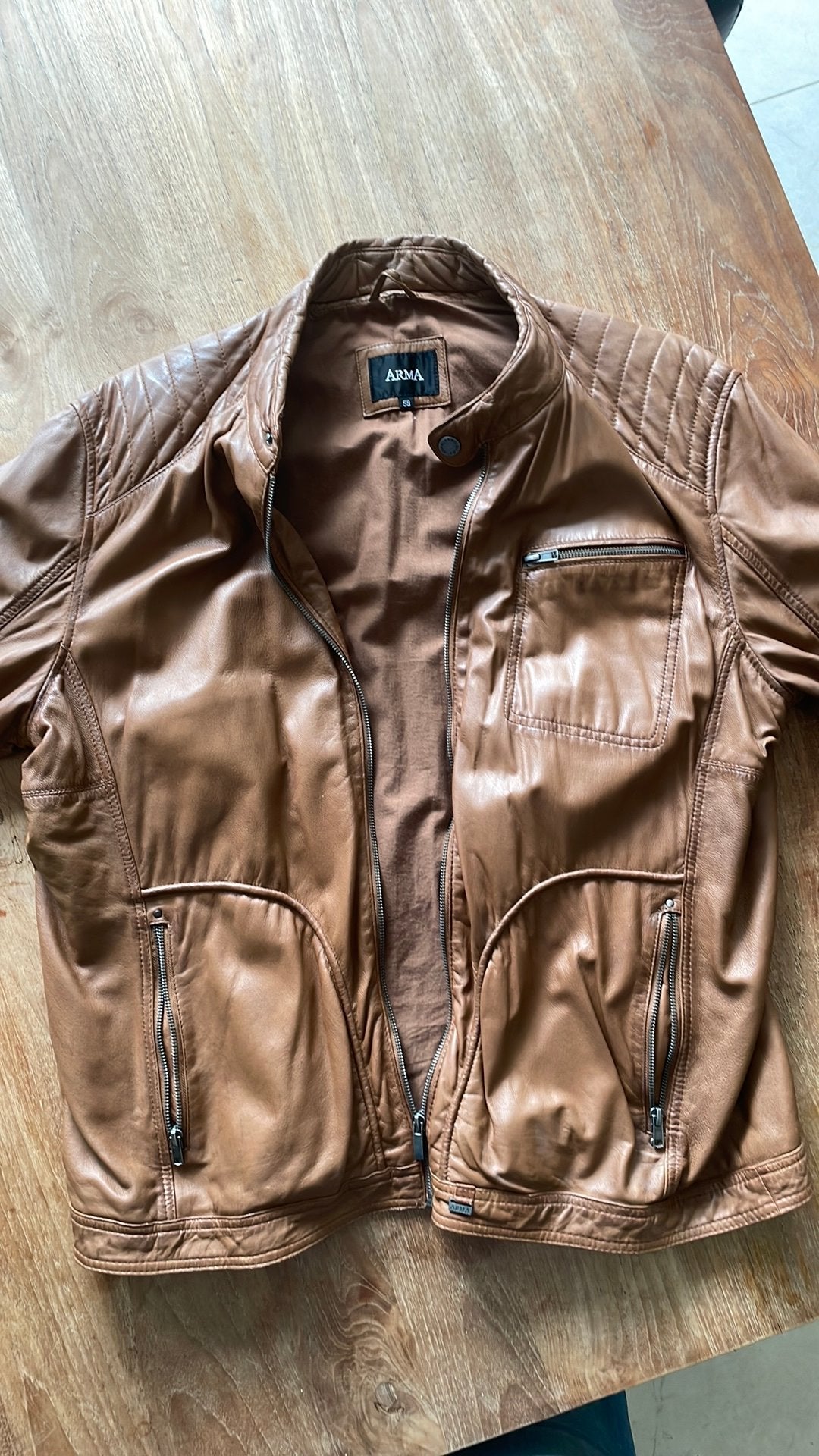 Cognac nappa leren heren jas maat 58, Ophalen of Verzenden, Zo goed als nieuw, Maat 56/58 (XL), Bruin