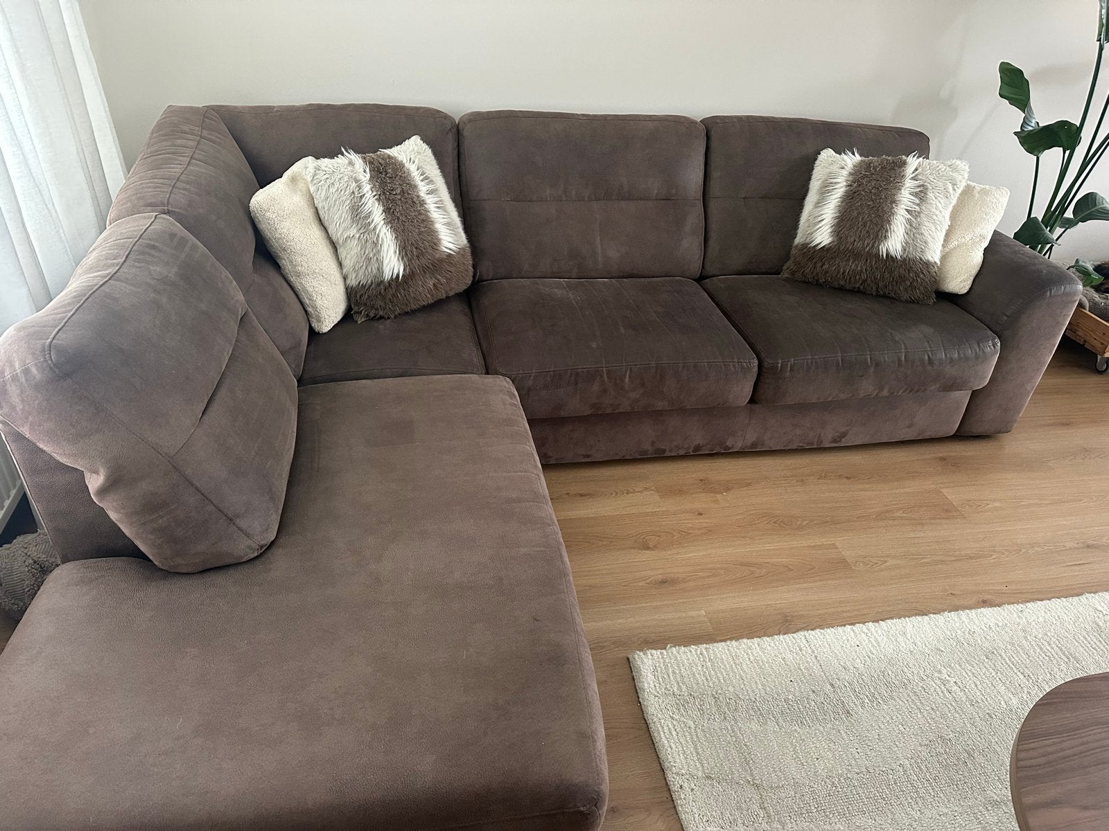 Grote hoekbank met chaise longue (Haco), Ophalen, Gebruikt, Stof