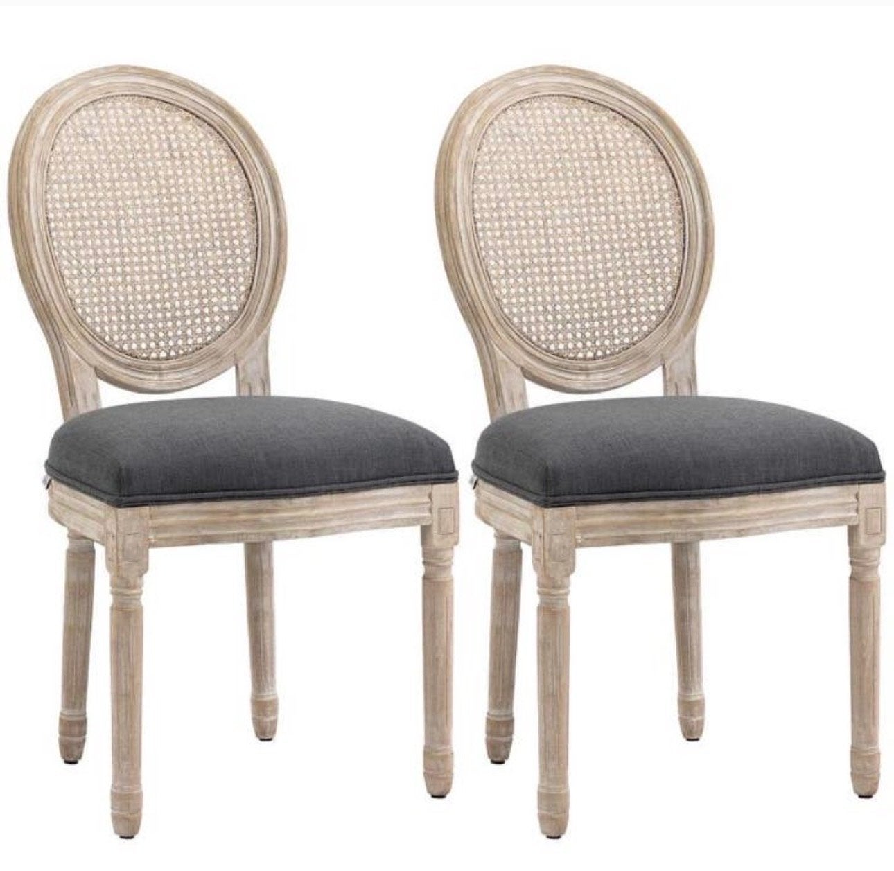 Set van 2 Franse landelijke eetkamerstoelen NIEUW IN DOOS, Twee, Nieuw, Ophalen of Verzenden, Grijs