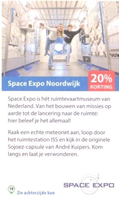 Space Expo Noordwijk 20% kortingslink, Drie personen of meer, Kortingskaart