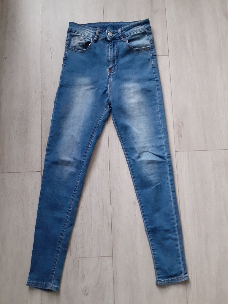 NIEUWSTAAT! Shein; High waist skinny jeans; maat S (36), Kleding | Dames, Spijkerbroeken en Jeans, Blauw, Ophalen of Verzenden