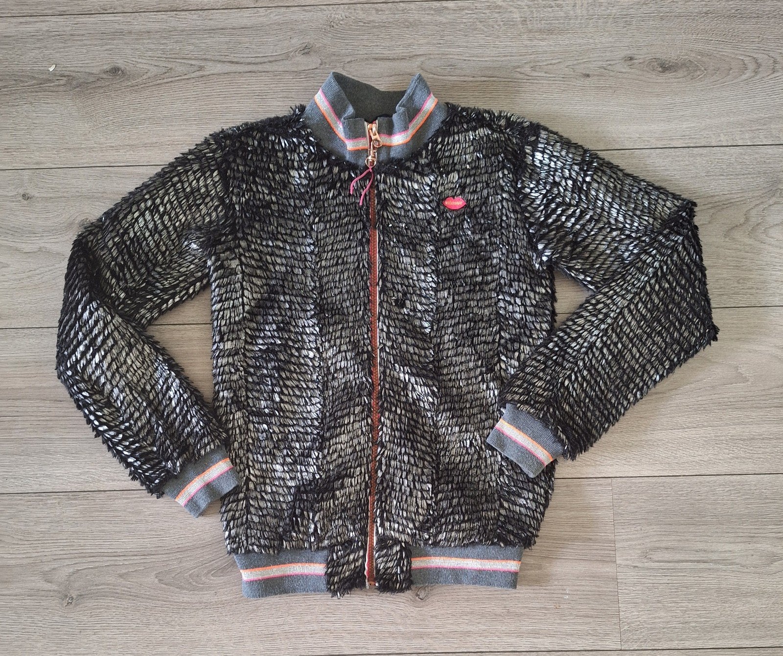 Kidz-Art meisjes vest fluffy zwart/zilver maat 146/152, Meisje, Trui of Vest, KIDZ ART, Ophalen of Verzenden
