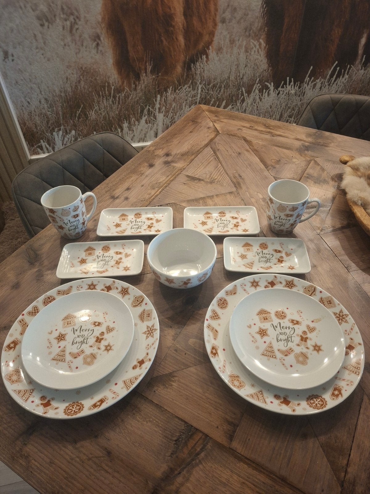 nieuw 2 p. KERST SERVIESGOED - 11 delen, Ophalen, Nieuw