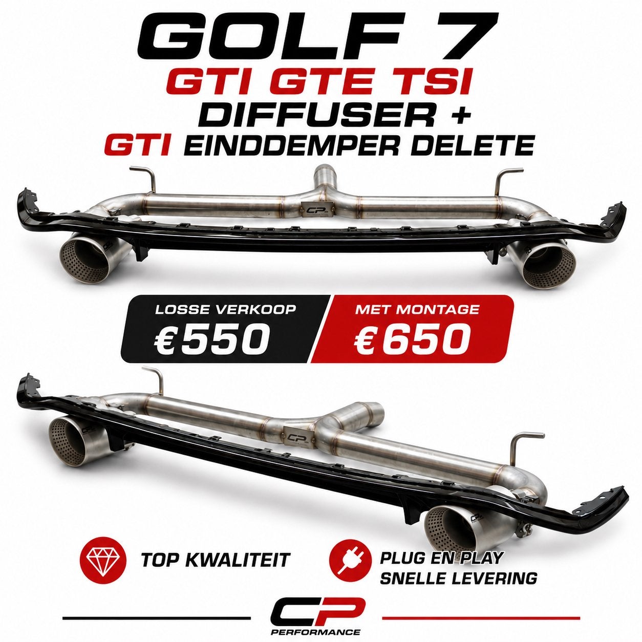 VW golf 7 7.5 gti gte sport einddemper + diffuser, Ophalen of Verzenden, Nieuw, Volkswagen