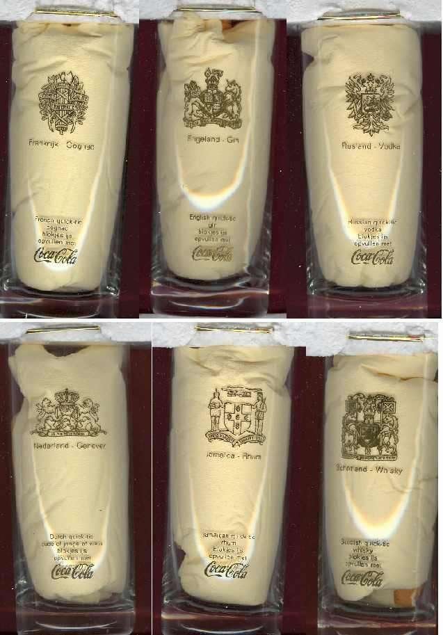Complete set 6 Coca Cola wapen glazen sixties Cola recepten, Verzamelen, Ophalen of Verzenden, Nieuw, Bierglas