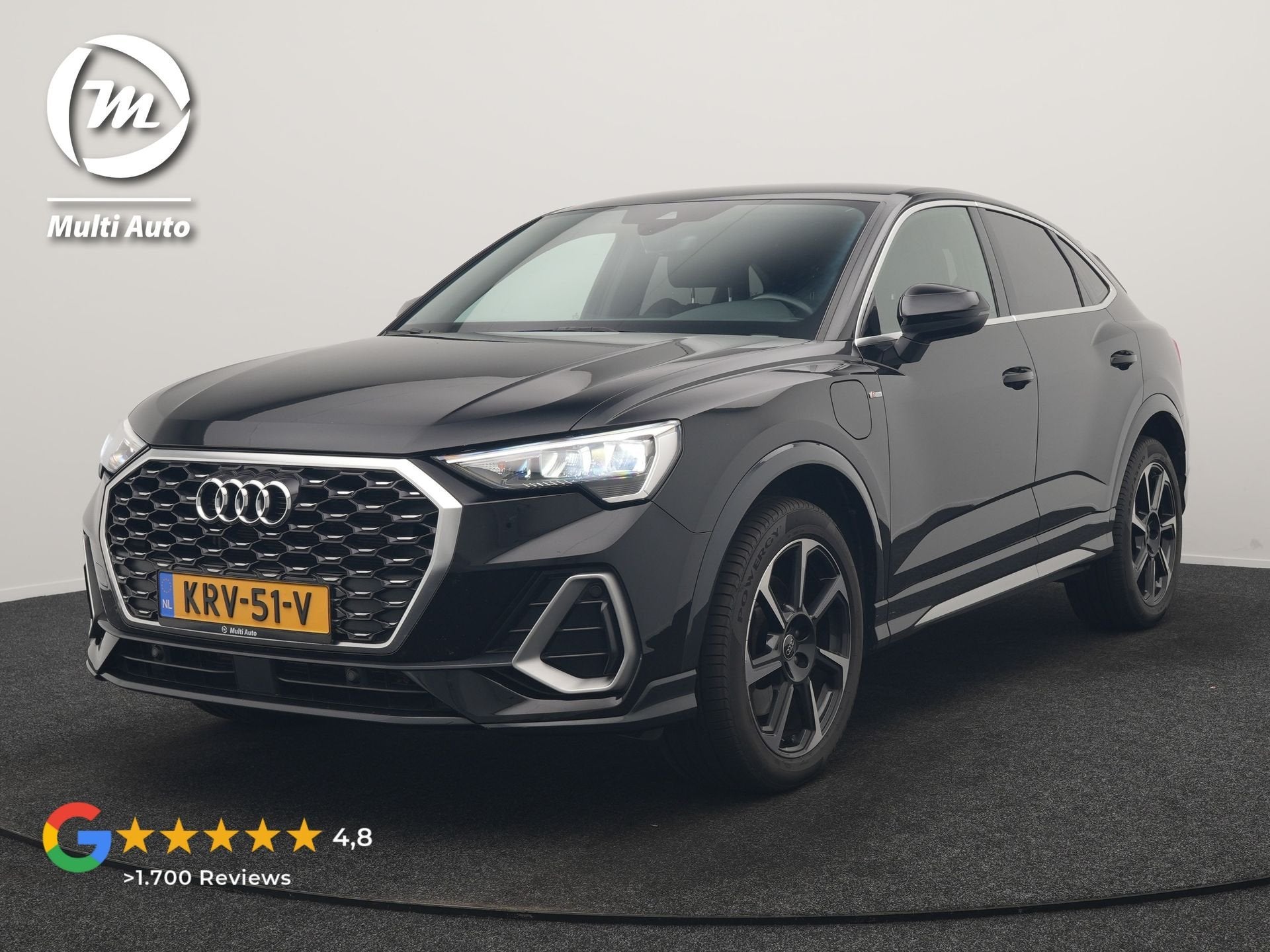 Audi Q3 Sportback 45 TFSI e 2x S Line PHEV 245pk Dealer O.H., Auto's, Dealer onderhouden, Gebruikt, Zwart, Leder en Stof
