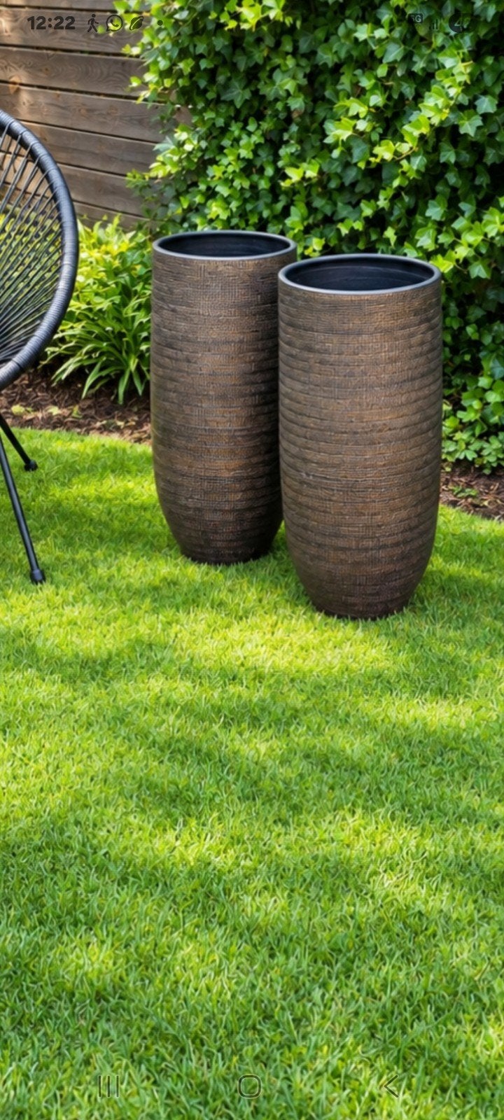 Set van 2 hoge plantenbakken voor binnen en buiten., Tuin en Terras, Ophalen, Kunststof, Rond, Zo goed als nieuw