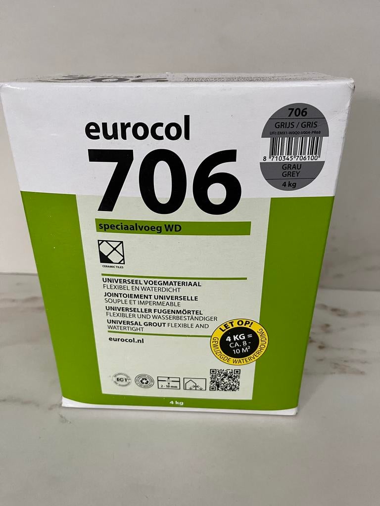 Eurocol 706 Speciaalvoeg WD Grijs 4kg - Universeel Voegmater, Doe-het-zelf en Verbouw, Overige materialen, Overige typen, Nieuw