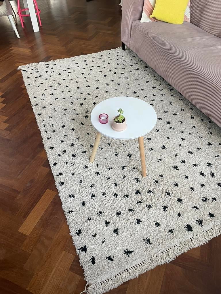 Vloerkleed kleed wit hoogpolig stippen tapijt 160x230, Ophalen, Hip modern scandinavisch, 150 tot 200 cm, Crème