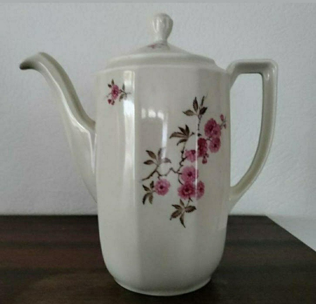 Koffiekan,1950,MOSA Maastricht,bloemen,porselein,deksel,kan, Ophalen of Verzenden
