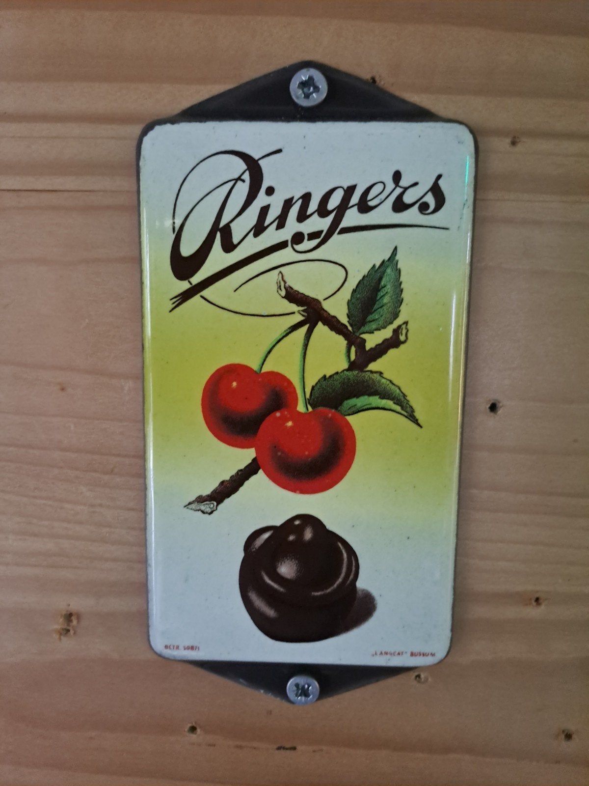 Mooi oud emaille deurpostje Ringers, Ophalen of Verzenden, Gebruikt, Reclamebord