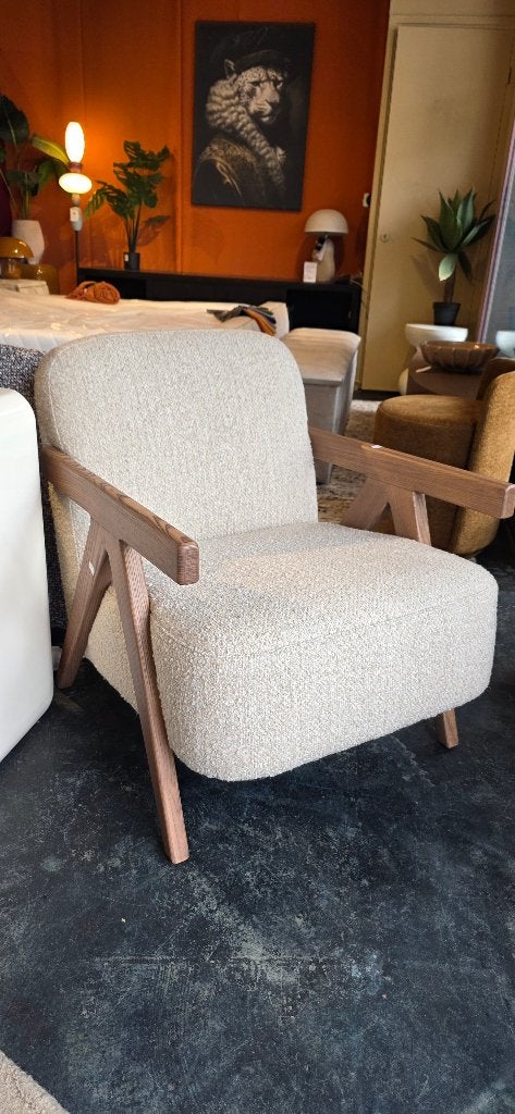 Fauteuil Francis Grove Bouclé – Beige | Showmodel KORTING!