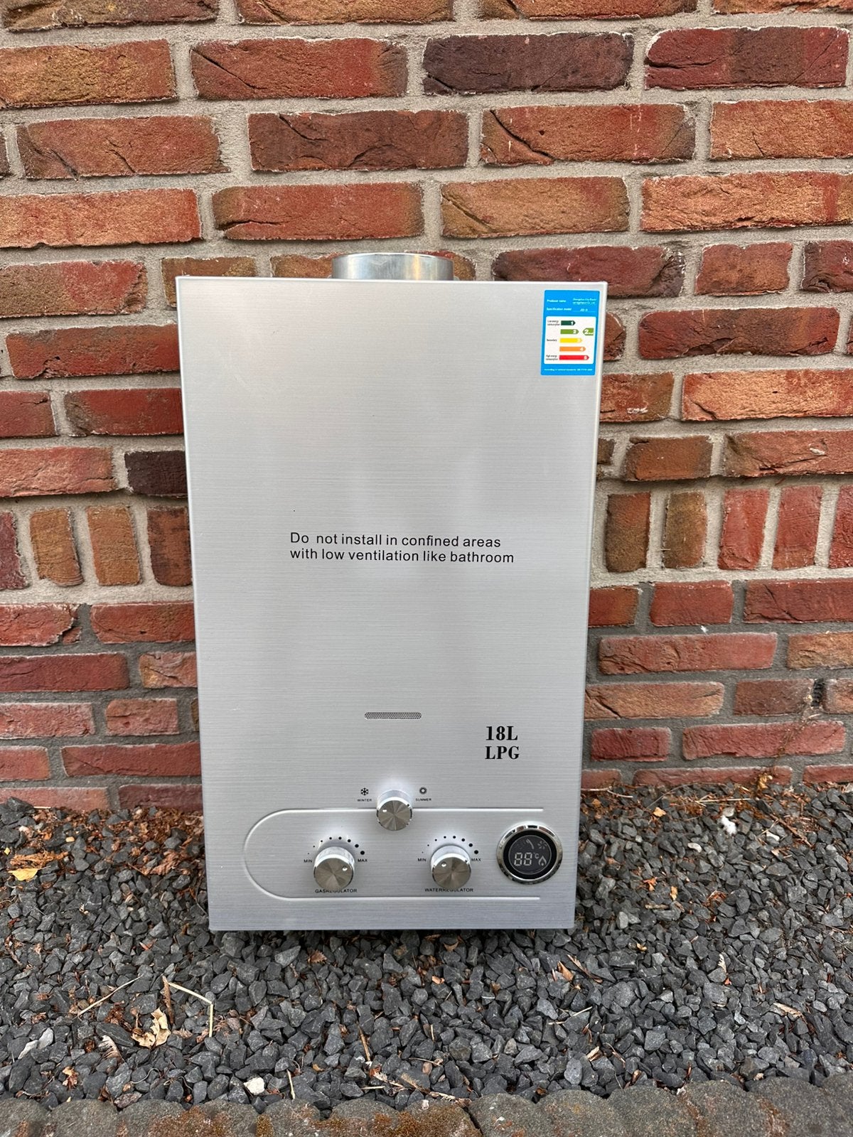 18L Geiser Butaan Propaan LPG - Batterijgevoed Geen Waakvlam, Ophalen of Verzenden, Zo goed als nieuw, Minder dan 20 liter, Propaan of Butaan