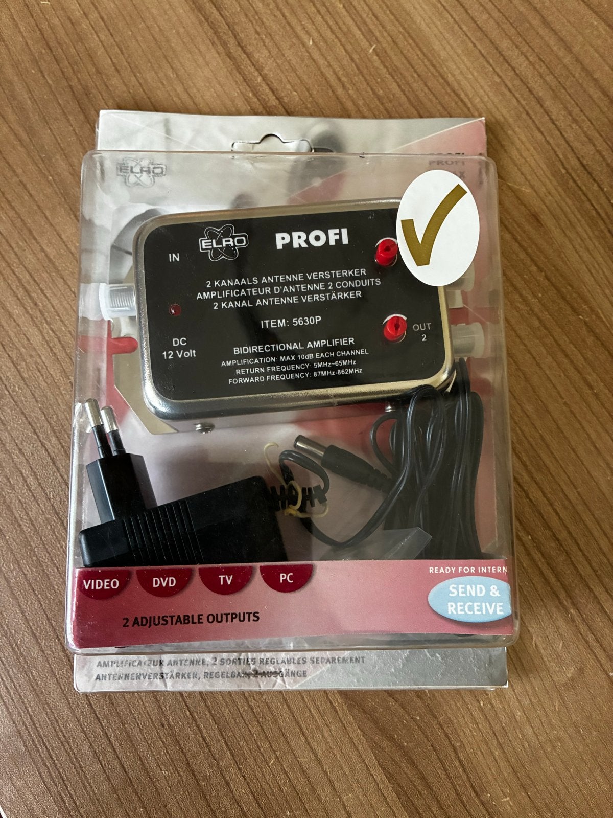 Elro Profi 2-kanaals antenneversterker 5630P, Ophalen, Nieuw, Minder dan 2 meter, Tv-kabel