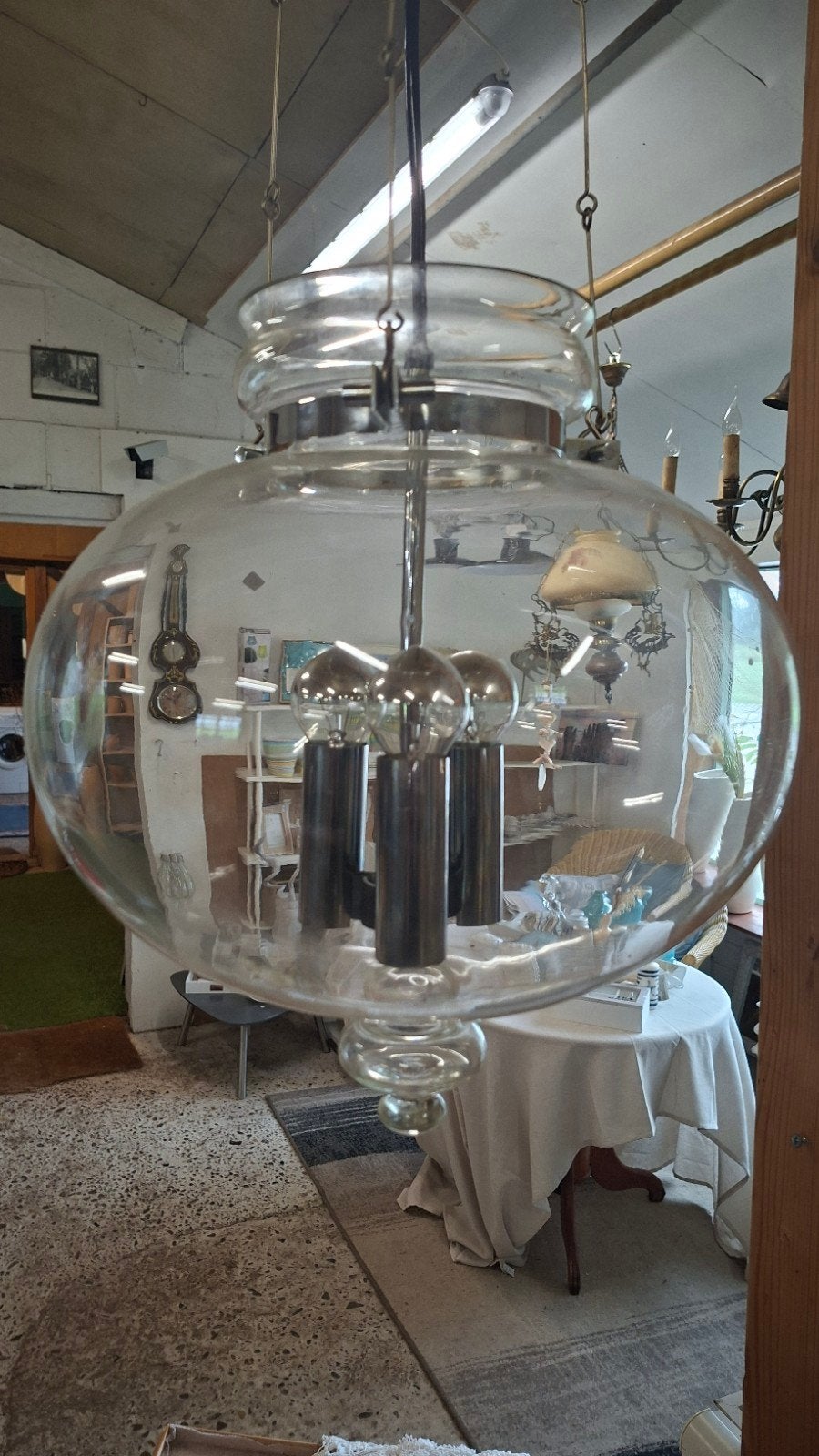 Vintage Glashütte Glazen Hanglamp, Ophalen, Zo goed als nieuw, Glas, Space age-Mid Century Modern