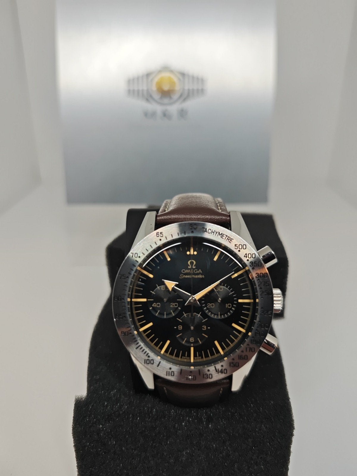 Omega speedmaster 43 mm, Leer, Staal, Verzenden, Polshorloge