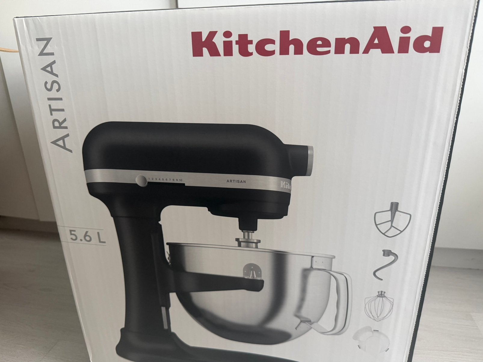 KitchenAid Mixer - VERSTELBARE KOM 5,6L - ARTISAN - Zwart, 4 liter of meer, Ophalen of Verzenden, Nieuw, 3 snelheden of meer
