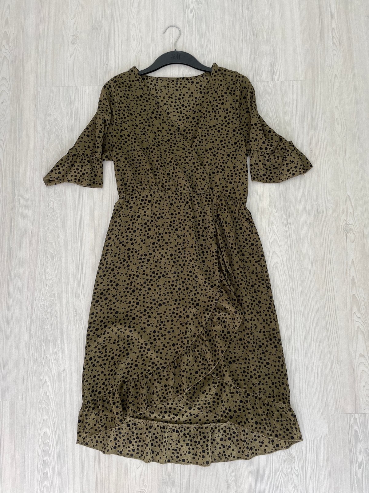 Leopard print jurk met ruches - Maat M, Maat 38/40 (M), Ophalen of Verzenden, Knielengte, Gedragen