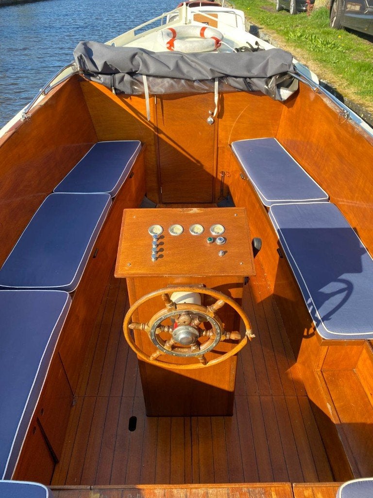 Klassieke stalen reddingssloep, Watersport en Boten, Gebruikt, Staal, Binnenboordmotor, Afdekzeil