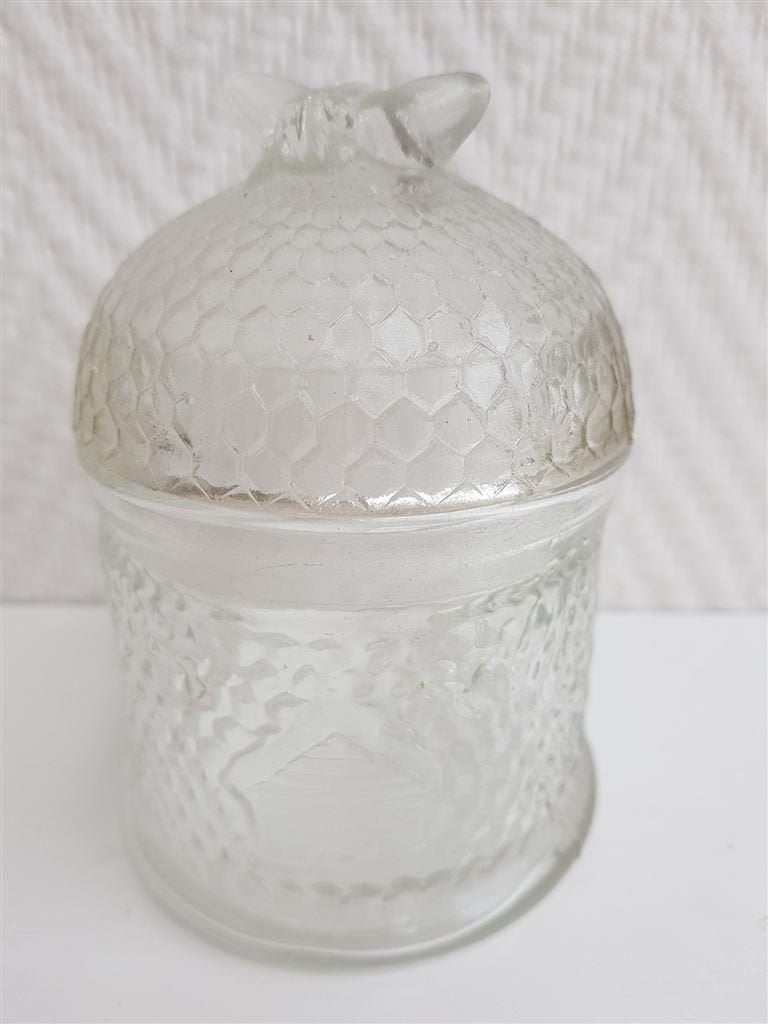 D023 Honingpot, glas, netjes, Ophalen of Verzenden, Zo goed als nieuw, Bord(en), Overige stijlen