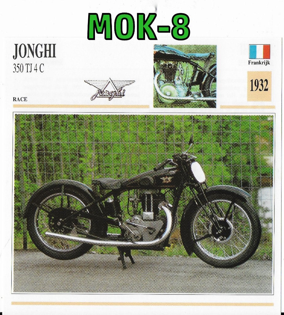 Mok-8 motorkaart jonghi 350 tj 4 c 1932, Ophalen of Verzenden, Zo goed als nieuw, Auto's