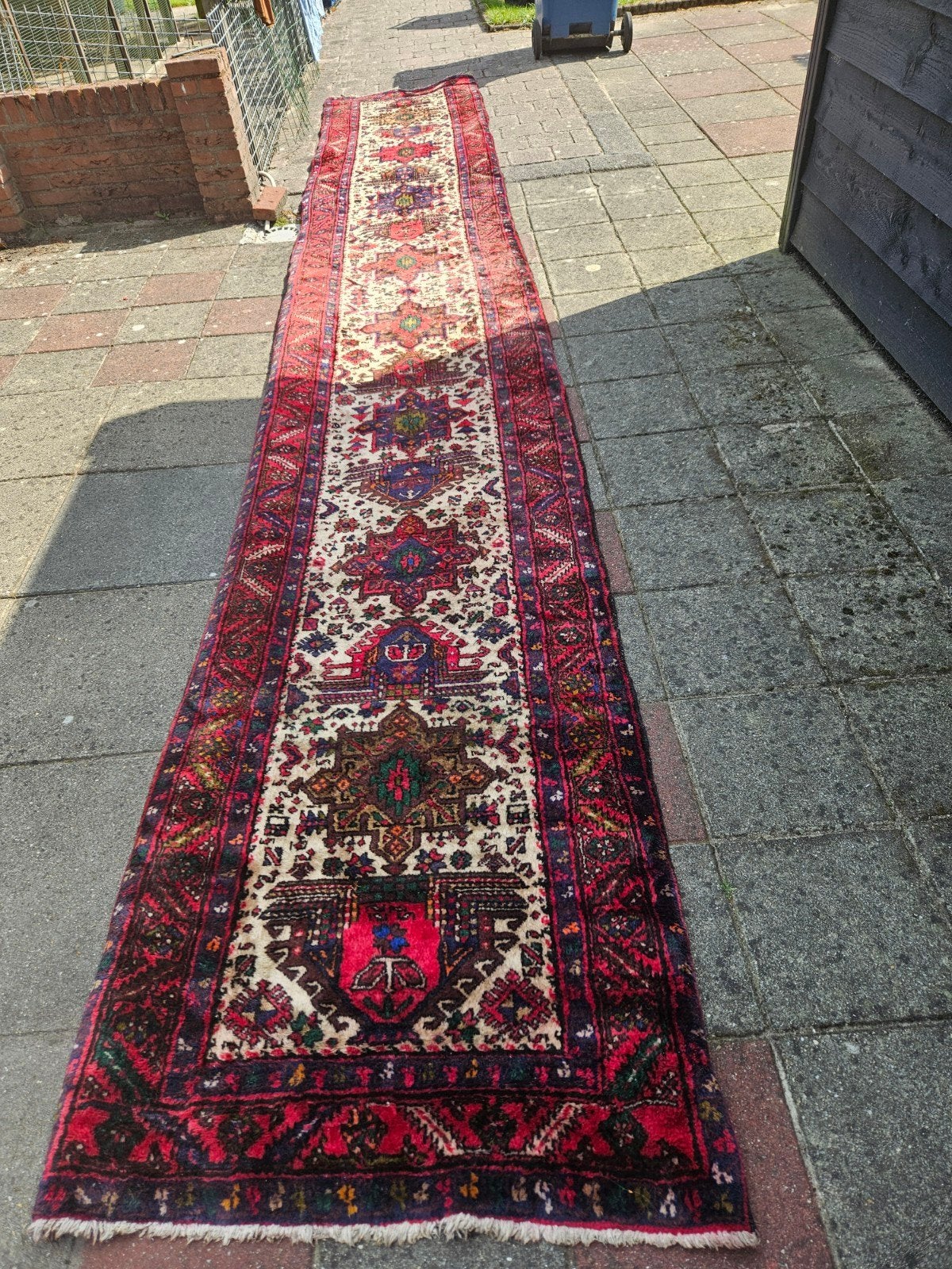 Vintage Oosterse Loper - Handgeknoopt Tapijt, Gebruikt, Rood, Rechthoekig, Oosters, Traditioneel, Vintage