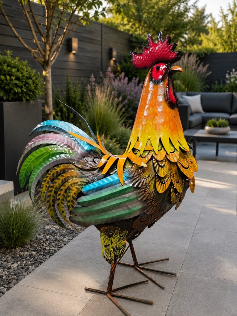 HAAN / metaal / 80 cm hoog, Dierenbeeld, Nieuw, Metaal, Info@huisentuindecoratiemarie.nl