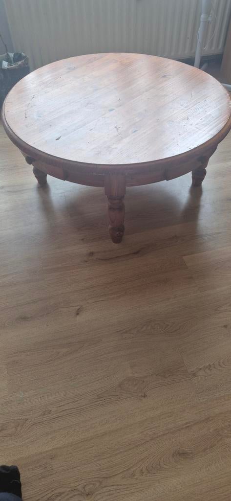 Ronde houten salontafel met lade, Huis en Inrichting, Ophalen, Gebruikt, 50 tot 100 cm, Klassiek