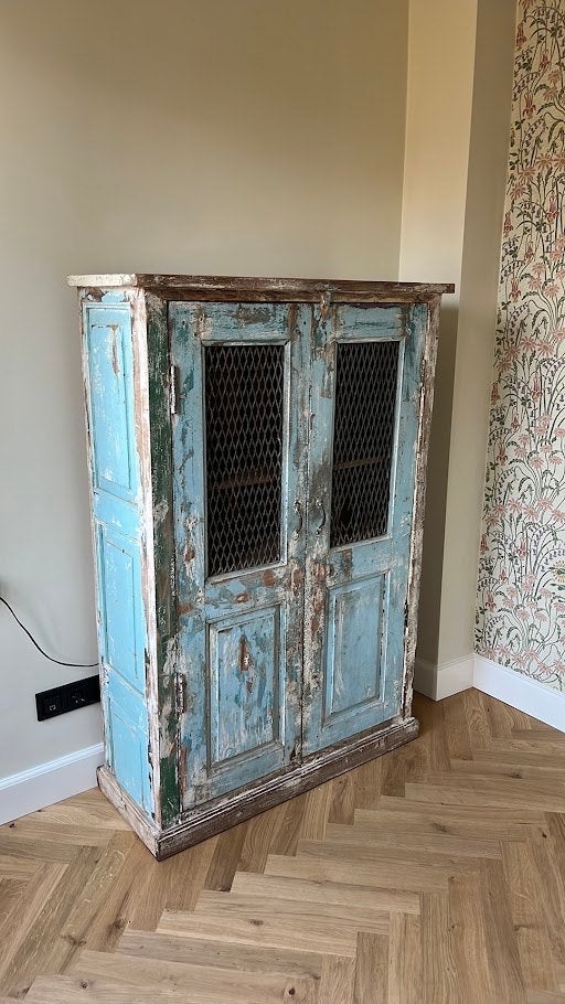 Unieke Teakhouten Vintage Kast | Brocante | Ibiza | Loods5, Ophalen, Met deur(en), 100 tot 150 cm, Teakhout