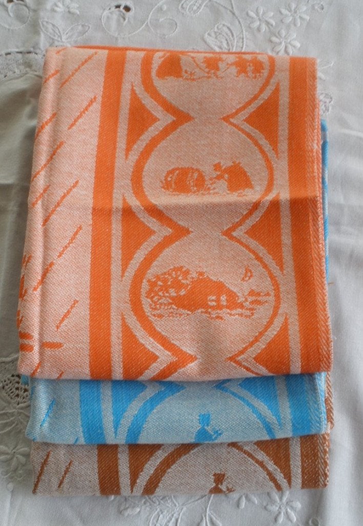 3 Vintage DDDDD Ot en Sien theedoeken, Ophalen of Verzenden, Nieuw, Overige kleuren, Theedoek of Handdoek