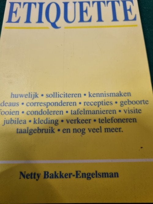 boek etiquette netty bakker, Boeken, Ophalen of Verzenden