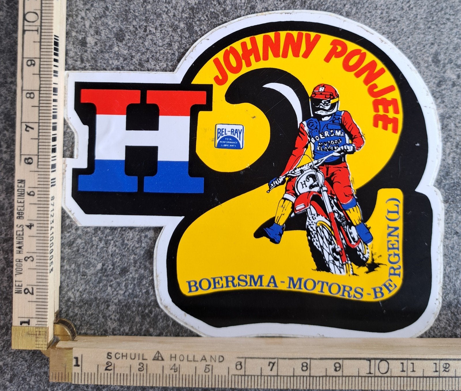 vintage sticker motorcross crossmotor H2 Johnny Ponjee, Ophalen of Verzenden, Zo goed als nieuw
