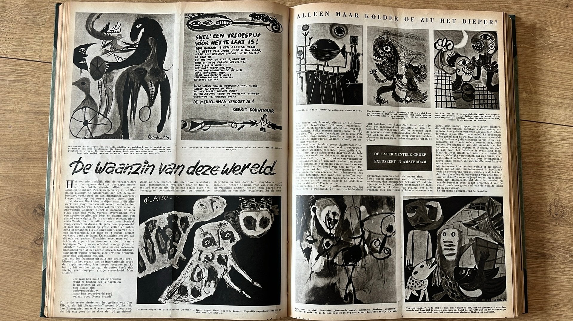 1949 Karel Appel en Corneille in de Spiegel, Ophalen of Verzenden