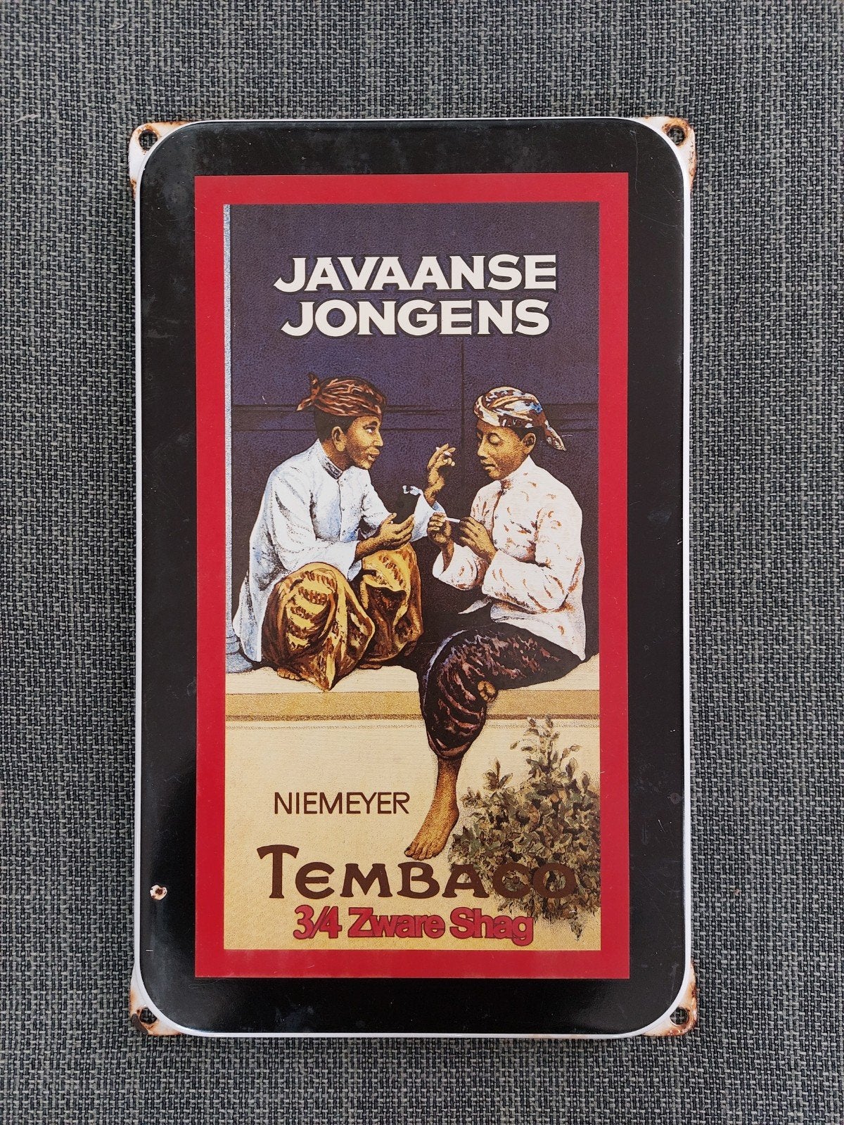 Reclamebord emaille Javaanse Jongens, Ophalen of Verzenden, Zo goed als nieuw, Reclamebord