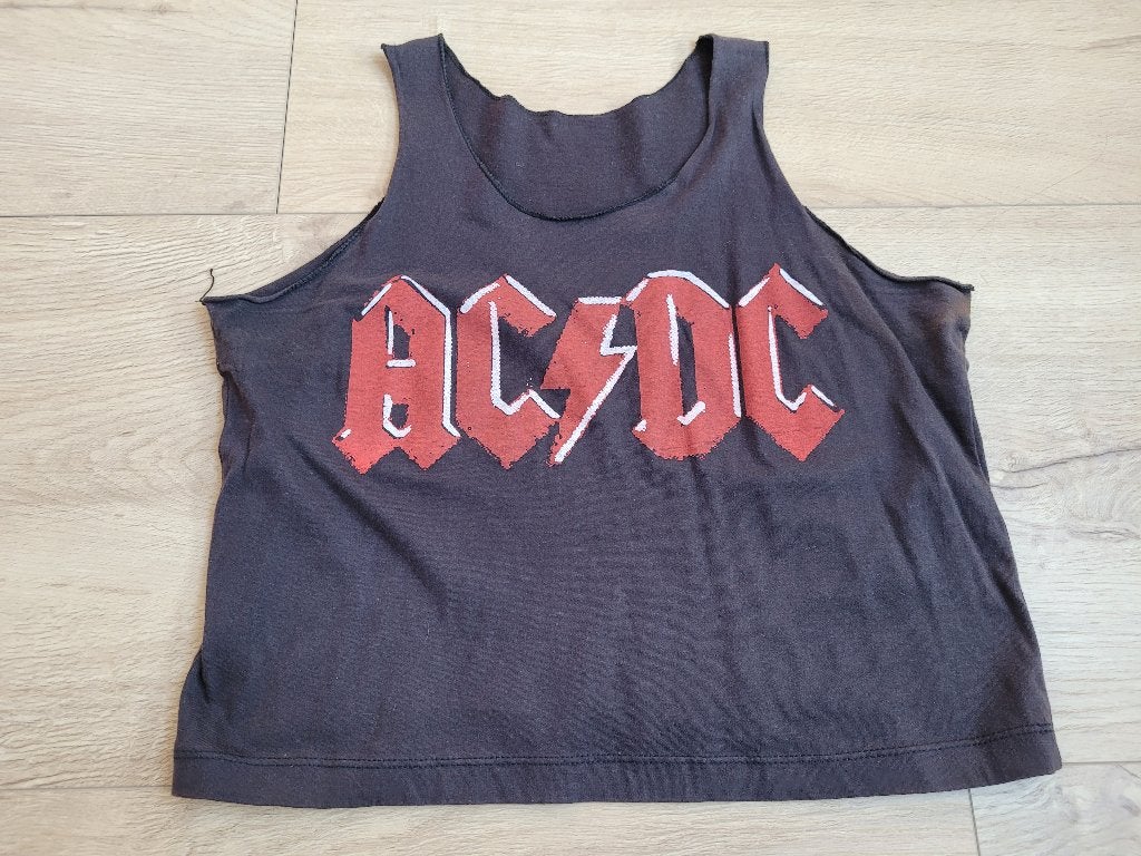 Antraciet cropped top ACDC maat S ~ RK0002, Ophalen of Verzenden, Zo goed als nieuw, Korte mouw, Maat 36 (S)