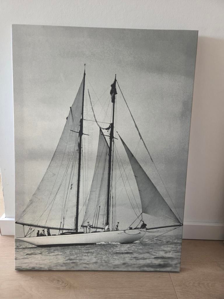 Zeilboot foto op canvas - Zwart-wit, Ophalen, Gebruikt, 50 tot 75 cm, Foto of Poster