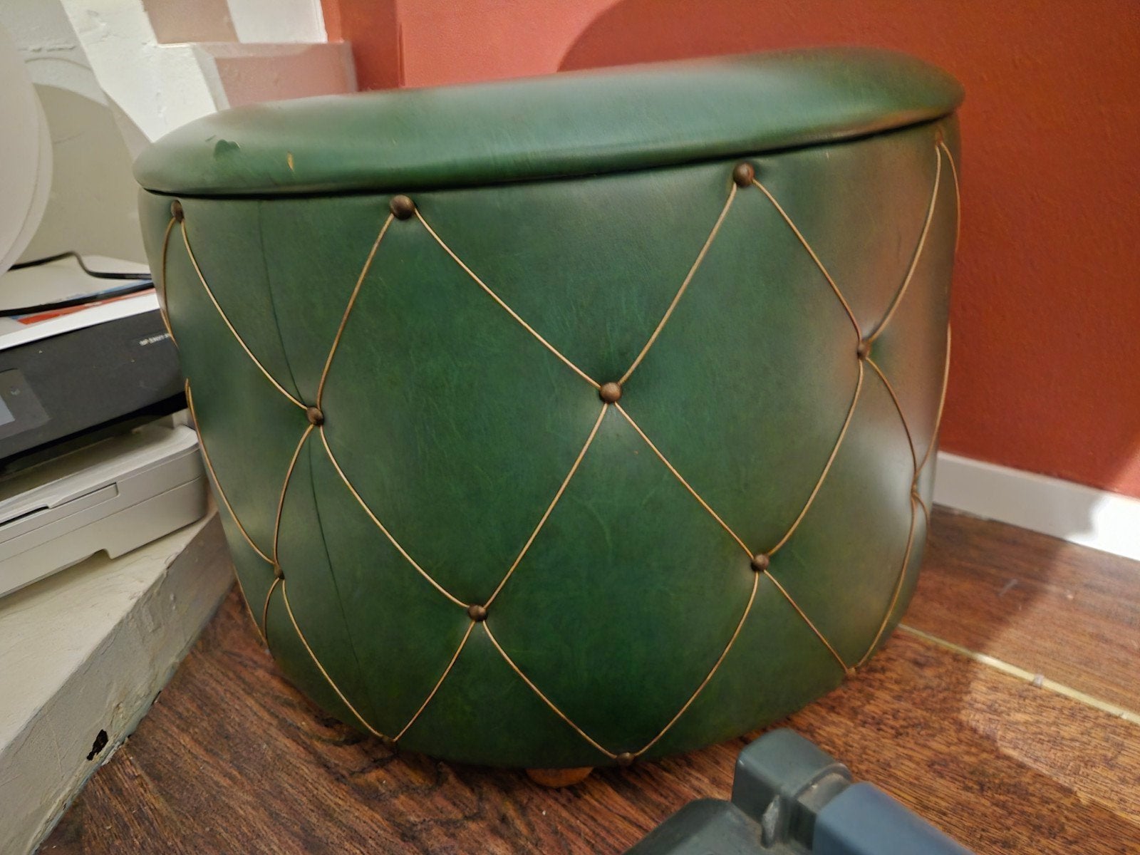 Vintage jaren 60 poef., Huis en Inrichting, Banken | Voetenbanken en Poefen, Ophalen, Minder dan 50 cm, Rond, Minder dan 50 cm