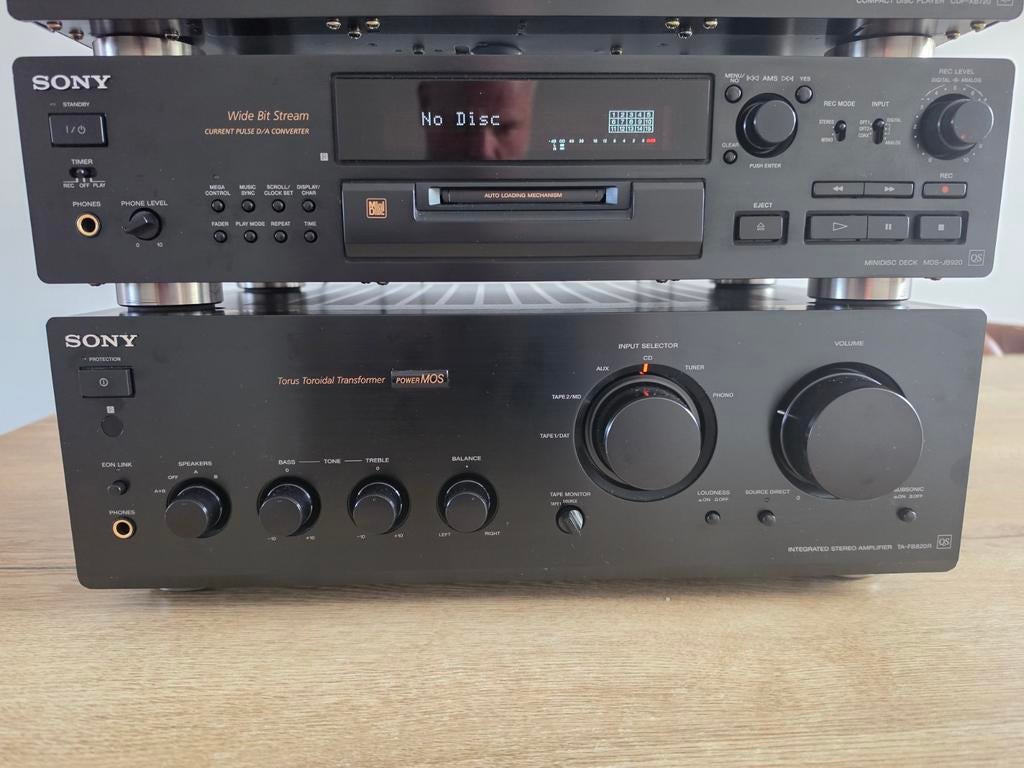 Sony QS stereo set: TA-FB820R, MDS-JB920, CDP-XB720, Ophalen of Verzenden, Cd-speler, Sony