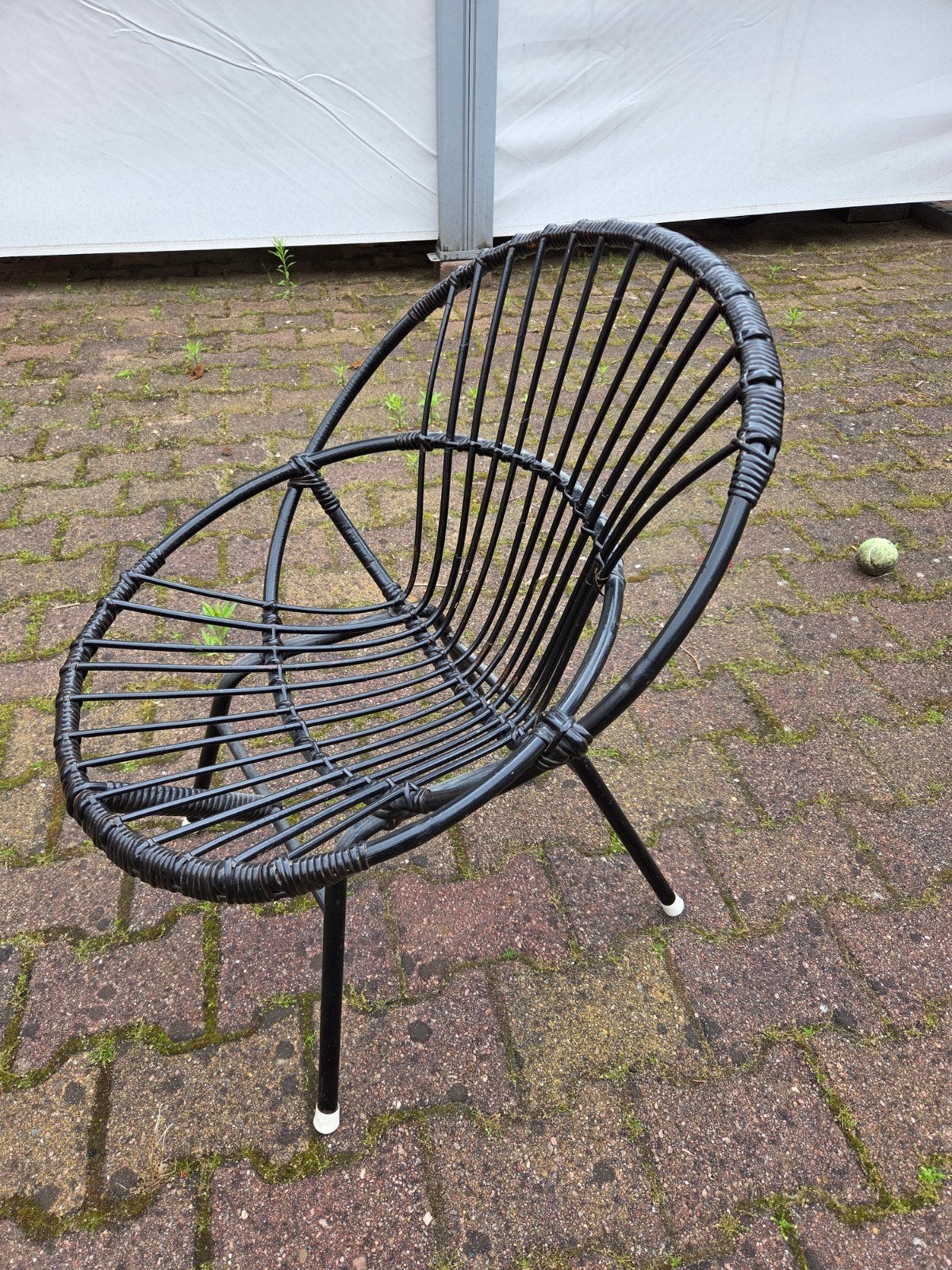 Retro jaren 60 rieten stoeltje zwart, Huis en Inrichting, Stoelen, Ophalen of Verzenden