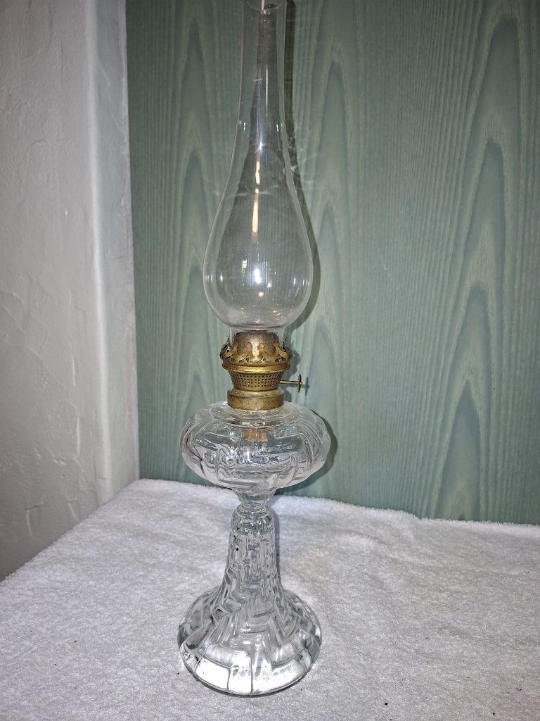 oude kristallen olielamp, begin 1900, Ophalen of Verzenden