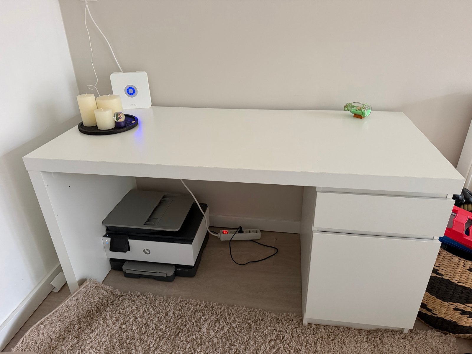 IKEA Malm bureau - Wit, met lades, Ophalen, Gebruikt, Met lades, Spaanplaat of MDF