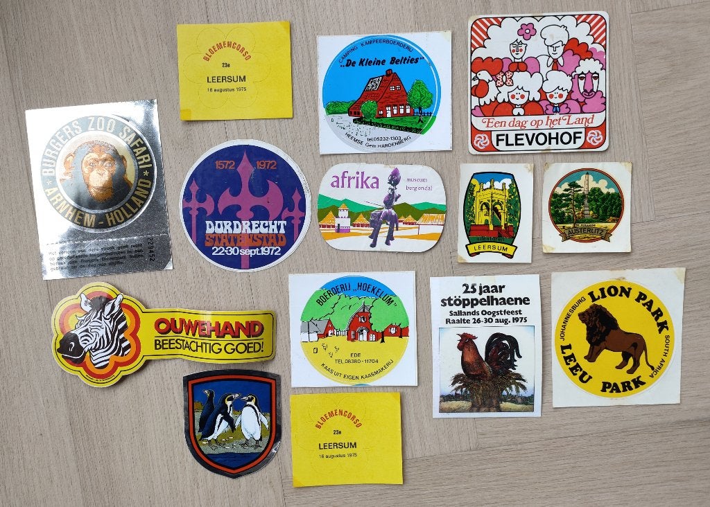 Stickers Dierentuinen en andere uitjes - jaren '70, Ophalen of Verzenden, Zo goed als nieuw, Meerdere stickers