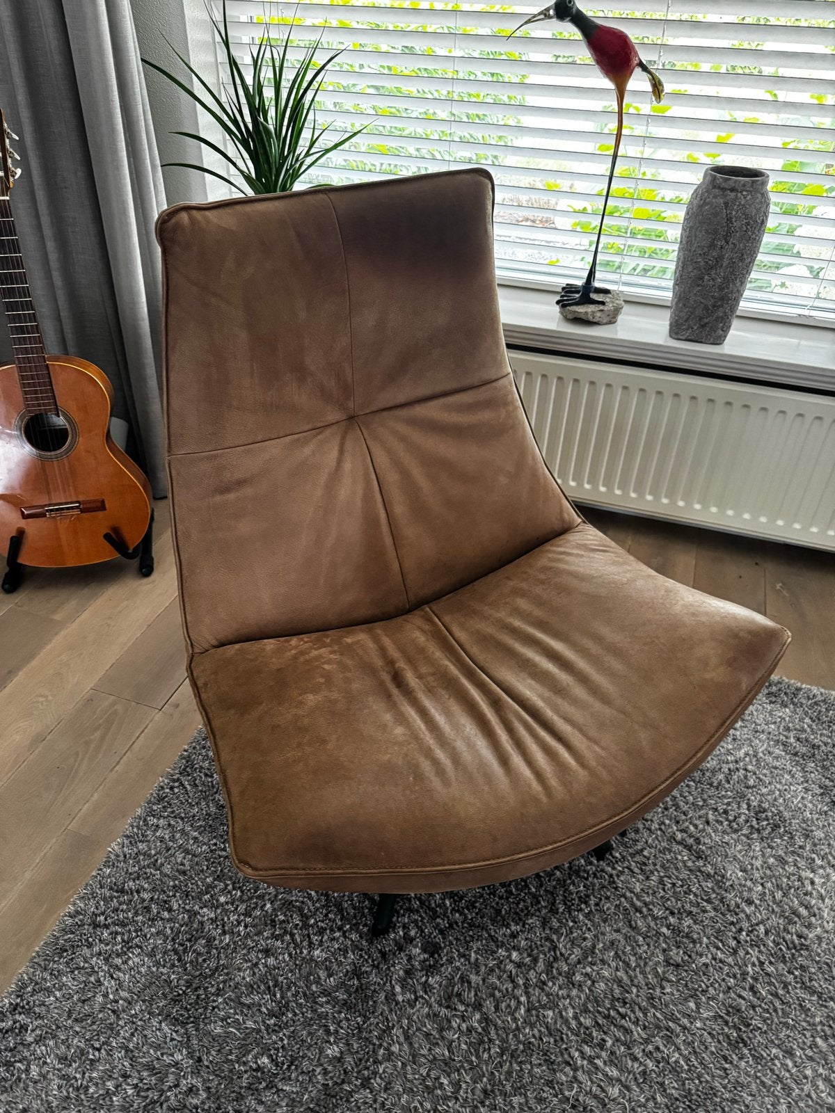 Comfortabele draaibare fauteuil, Ophalen, Gebruikt, Bruin, Leer