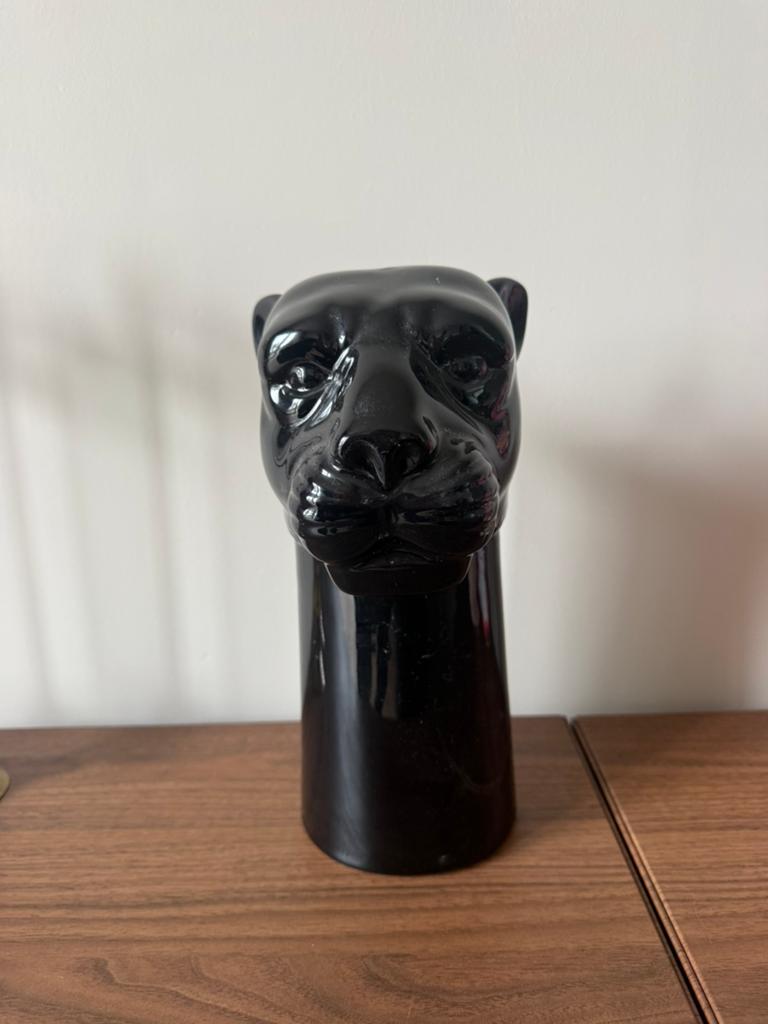 Panter vaas h&m home zwart, Huis en Inrichting, Zwart, Ophalen of Verzenden, Minder dan 50 cm, Glas