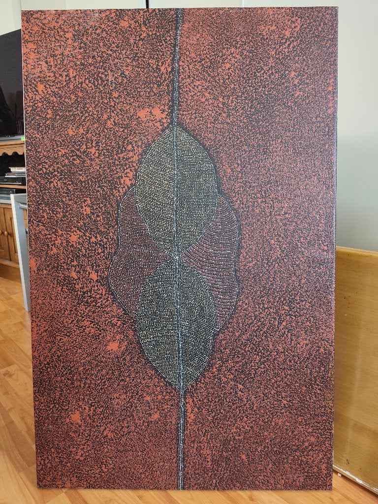 Aboriginal Art - Schilderij van Rosie Pula, Antiek en Kunst, 125 cm, Ophalen of Verzenden, Meerkleurig, Ingelijst