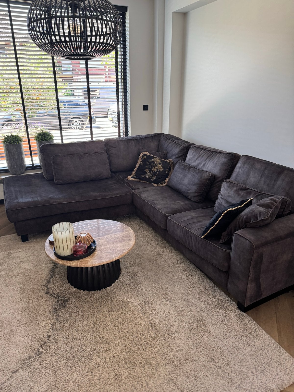 Nette hoekbank 260x220 cm - Comfortabel en stijlvol, Ophalen, Gebruikt, Stof