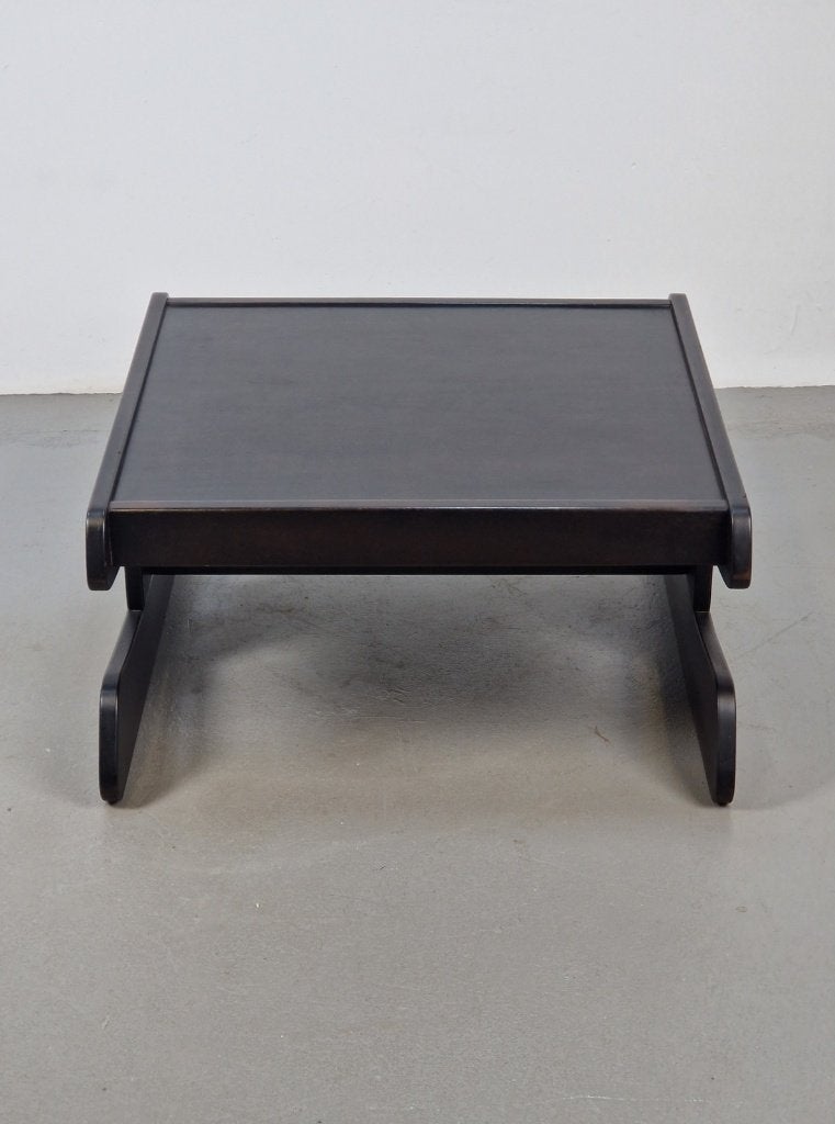 Postmoderne vintage Wengé hout salontafel Germany 70, Huis en Inrichting, Gebruikt, 50 tot 100 cm, 5 – 50, Overige houtsoorten