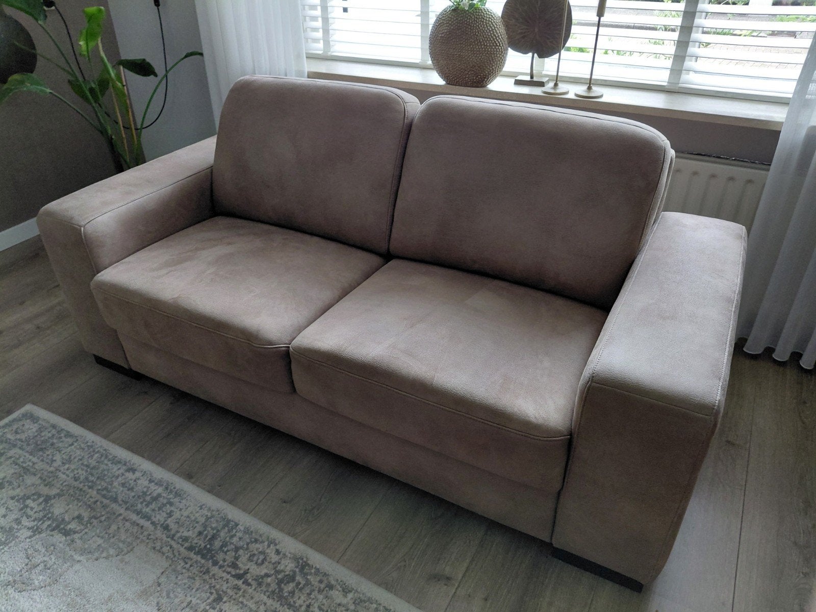Tweezits bank (stof) met afneembare hoofdsteunen., Ophalen, Gebruikt, 150 tot 200 cm, Tweepersoons