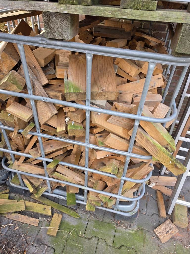Hout in IBC krat, Ophalen of Verzenden, 50 mm of meer, Balk, Minder dan 200 cm