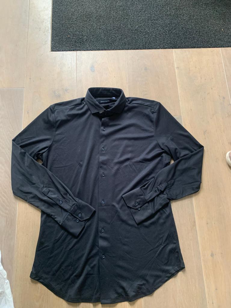 Blauwe jersey overhemd, maat M, Ophalen of Verzenden, Nieuw, Blauw, Halswijdte 41/42 (L)